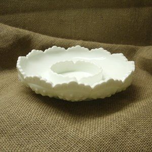 Vintage Fenton Hobnail Milk Glass Cracker & Dip Bowl